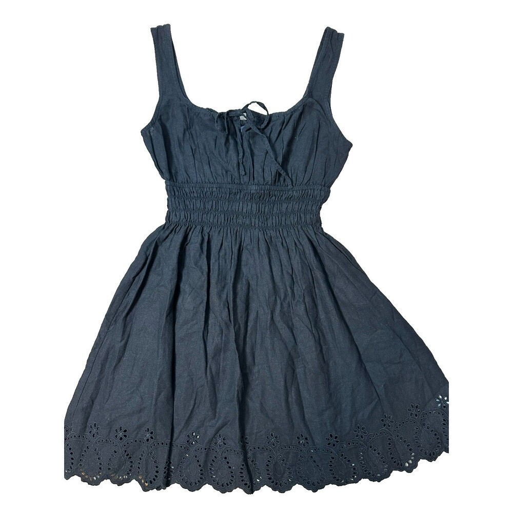 Gap Linen Blend Sundress Milkmaid Eyelet Cottage Euro Summer S NWT